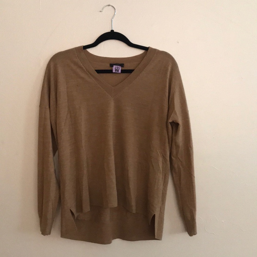 J Crew Tan V Neck Sweater